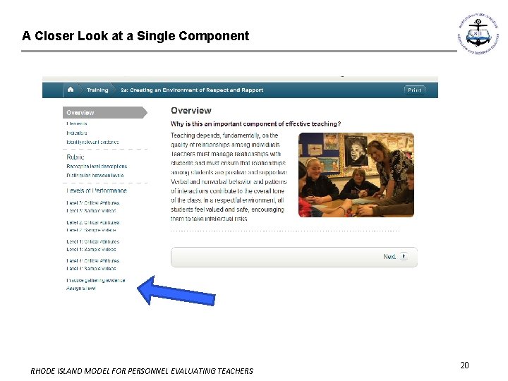A Closer Look at a Single Component RHODE ISLAND MODEL FOR PERSONNEL EVALUATING TEACHERS A Closer Look at a Single Component RHODE ISLAND MODEL FOR PERSONNEL EVALUATING TEACHERS