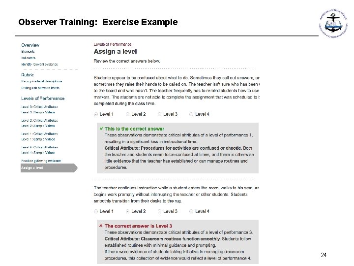 Observer Training: Exercise Example RHODE ISLAND MODEL FOR PERSONNEL EVALUATING TEACHERS 24 