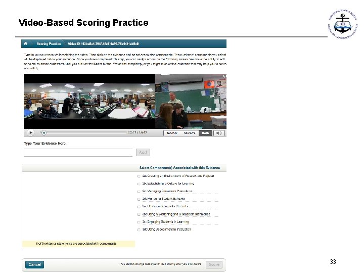 Video-Based Scoring Practice RHODE ISLAND MODEL FOR PERSONNEL EVALUATING TEACHERS 33 