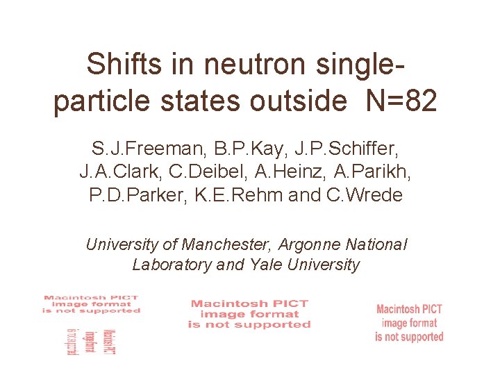 Shifts in neutron singleparticle states outside N=82 S. J. Freeman, B. P. Kay, J.