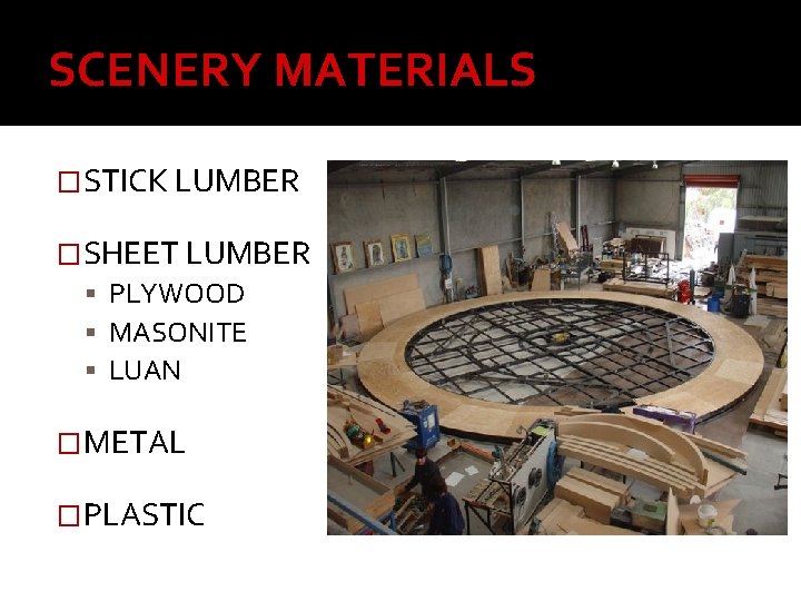 SCENERY MATERIALS �STICK LUMBER �SHEET LUMBER PLYWOOD MASONITE LUAN �METAL �PLASTIC 