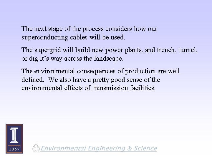 The next stage of the process considers how our superconducting cables will be used.