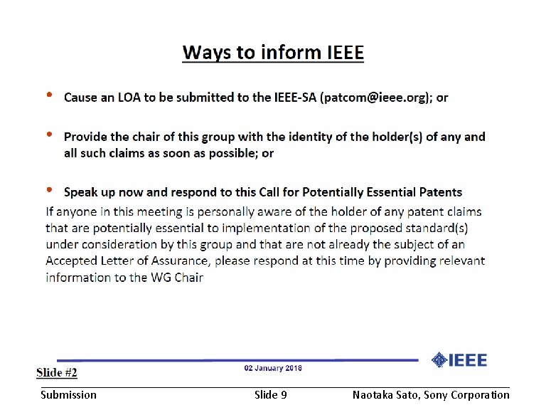 May 2018 Submission doc. : IEEE 802. 19 -18/0030 r 1 Slide 9 Naotaka