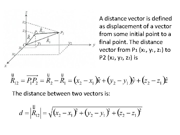 A distance vector is defined as displacement of a vector from some initial point