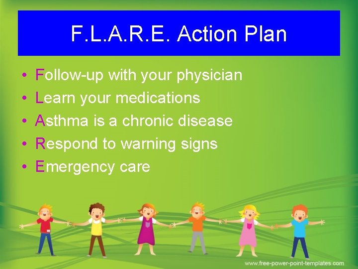 F. L. A. R. E. Action Plan • • • Follow-up with your physician