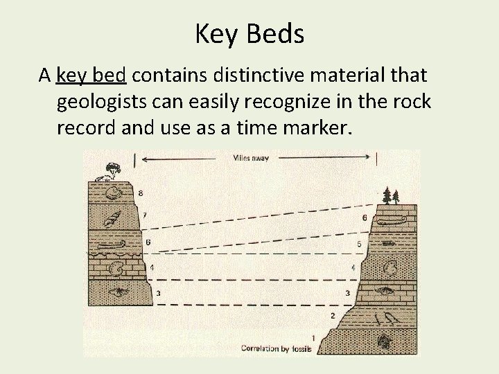 Key Beds A key bed contains distinctive material that geologists can easily recognize in Key Beds A key bed contains distinctive material that geologists can easily recognize in