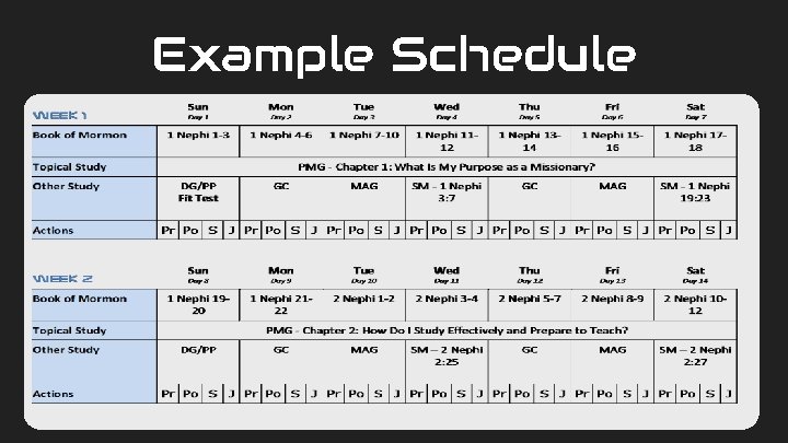 Example Schedule 