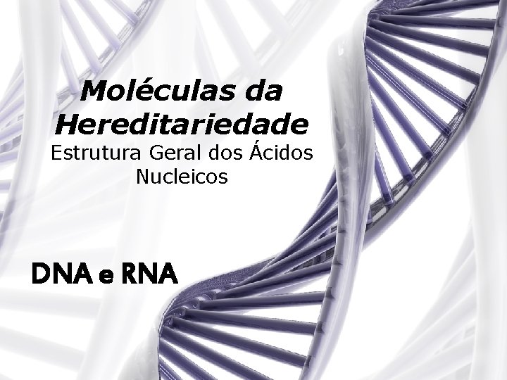 Moléculas da Hereditariedade Estrutura Geral dos Ácidos Nucleicos DNA e RNA 