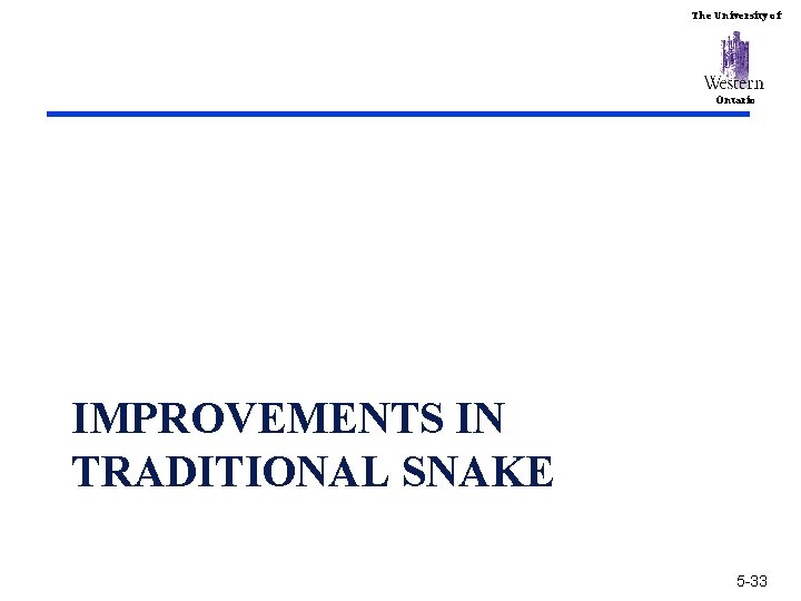 The University of Ontario IMPROVEMENTS IN TRADITIONAL SNAKE 5 -33 