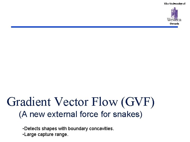 The University of Ontario Gradient Vector Flow (GVF) (A new external force for snakes)