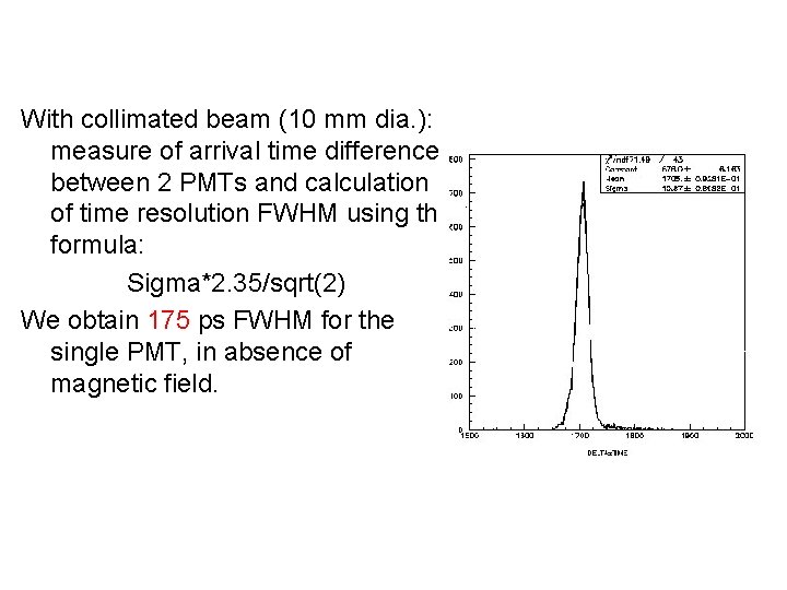 With collimated beam (10 mm dia. ): measure of arrival time differences between 2