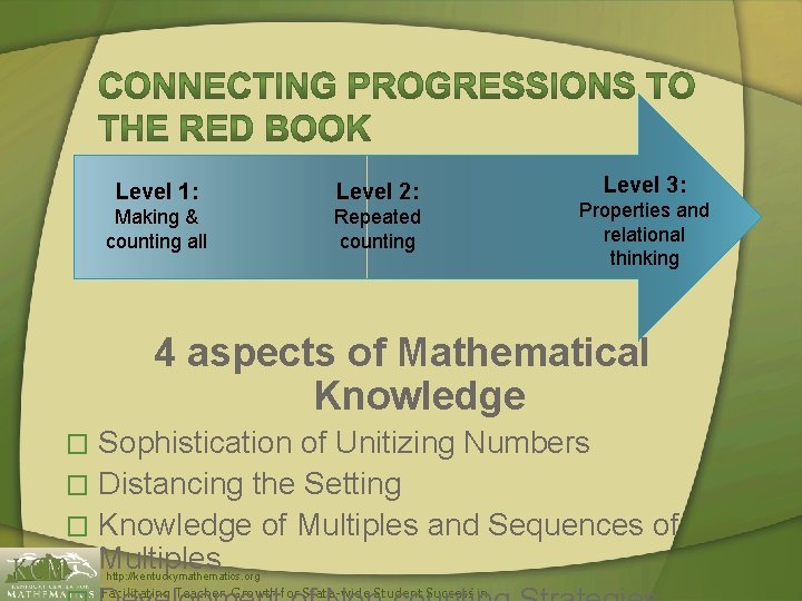 Level 1: Level 2: Making & counting all Repeated counting Level 3: Properties and