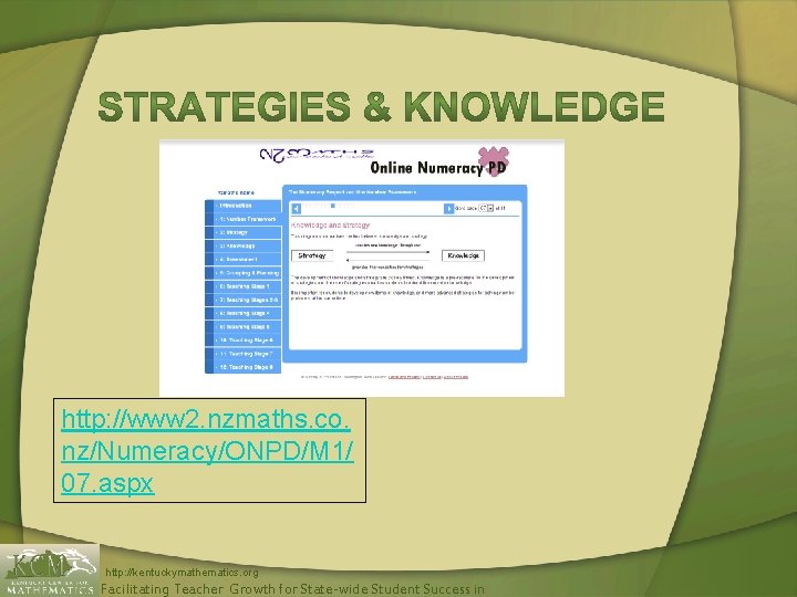 http: //www 2. nzmaths. co. nz/Numeracy/ONPD/M 1/ 07. aspx http: //kentuckymathematics. org Facilitating Teacher