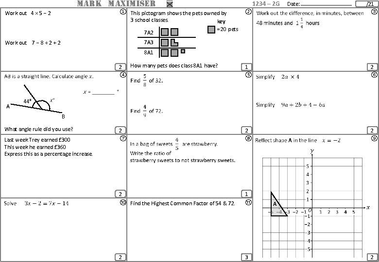 MARK MAXIMISER 1234 – 2 G ① This pictogram shows the pets owned by