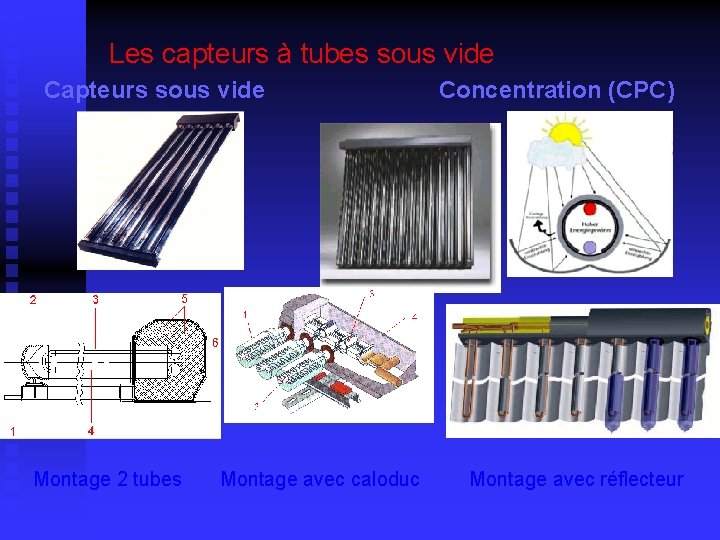 Les capteurs à tubes sous vide Capteurs sous vide Montage 2 tubes Montage avec