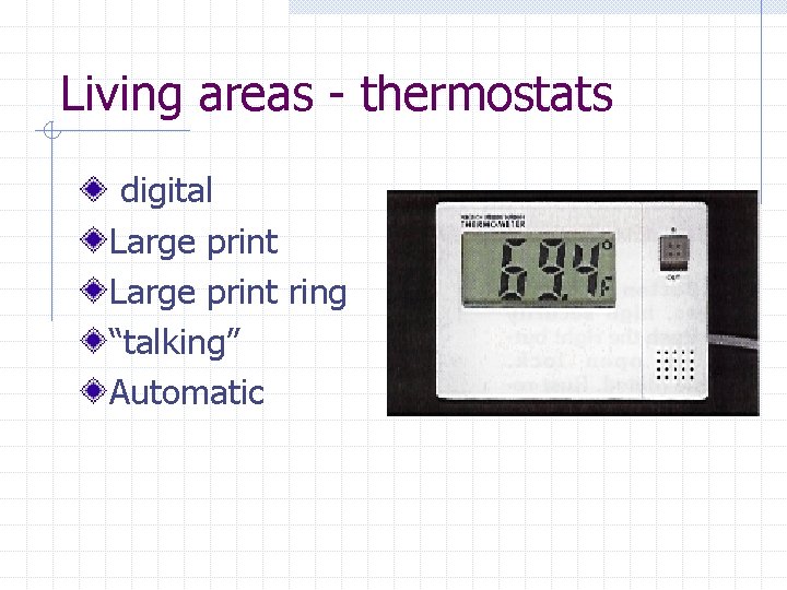 Living areas - thermostats digital Large print ring “talking” Automatic 