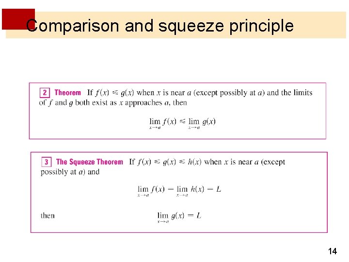 Comparison and squeeze principle 14 