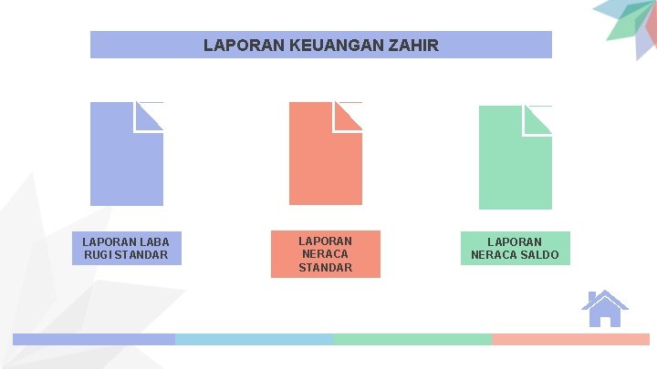 LAPORAN KEUANGAN ZAHIR LAPORAN LABA RUGI STANDAR LAPORAN NERACA SALDO 