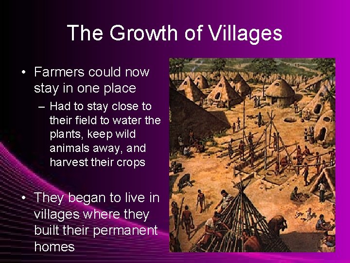 The Growth of Villages • Farmers could now stay in one place – Had