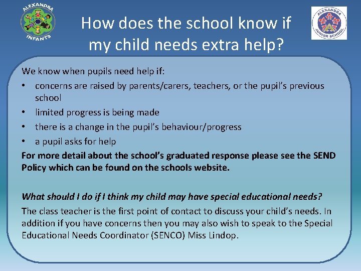 How does the school know if my child needs extra help? We know when