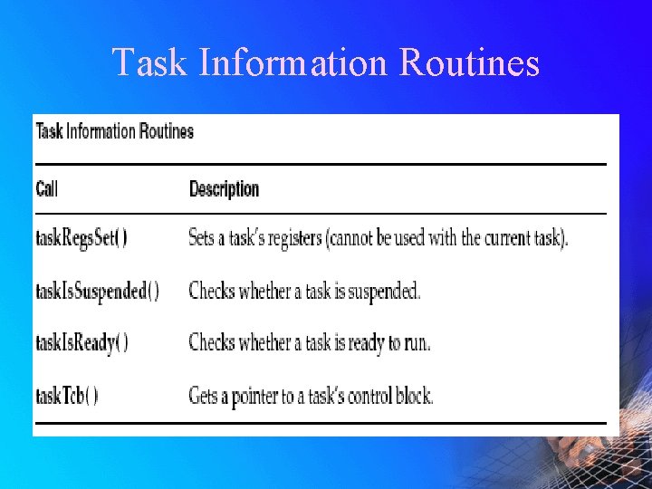 Task Information Routines 