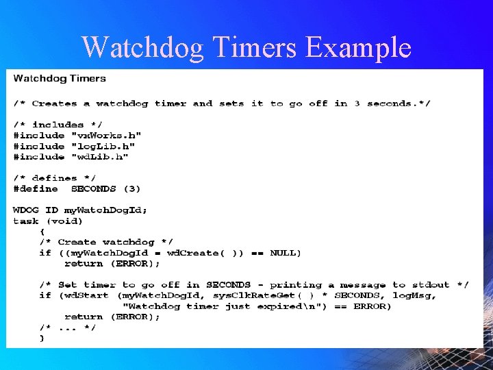 Watchdog Timers Example 