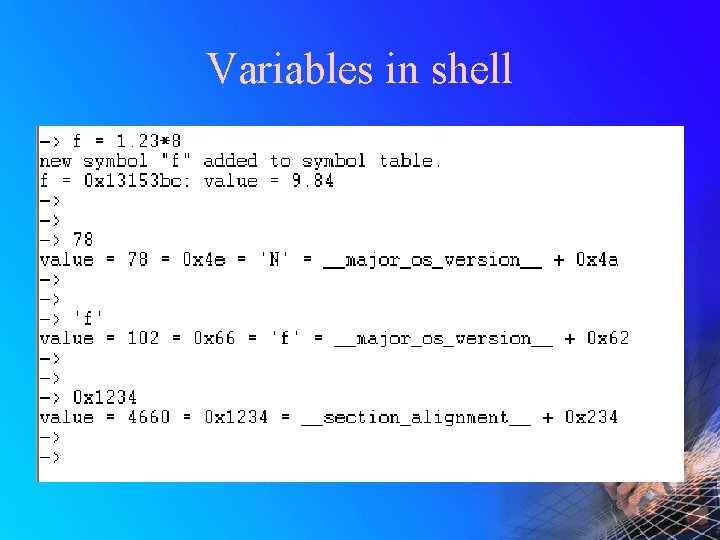 Variables in shell 