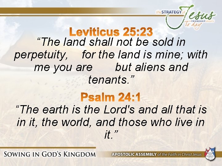 “The land shall not be sold in perpetuity, for the land is mine; with