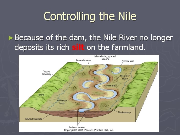 Controlling the Nile ► Because of the dam, the Nile River no longer deposits