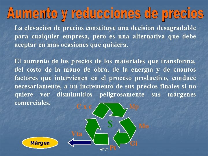 La elevación de precios constituye una decisión desagradable para cualquier empresa, pero es una