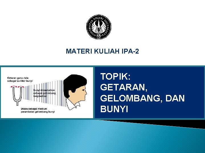 MATERI KULIAH IPA-2 TOPIK: GETARAN, GELOMBANG, DAN BUNYI 