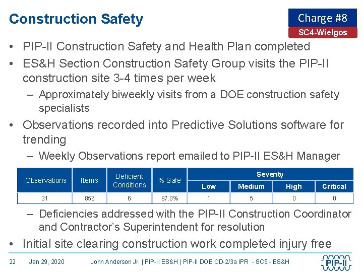 Charge #8 Construction Safety SC 4 -Wielgos • PIP-II Construction Safety and Health Plan