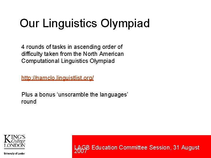 Our Linguistics Olympiad 4 rounds of tasks in ascending order of difficulty taken from