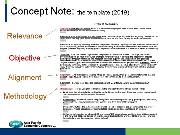 Concept Note: the template (2019) Relevance Objective Alignment Methodology 