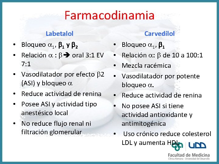 Farmacodinamia Labetalol • Bloqueo a 1, 1 y 2 • Relación a : oral