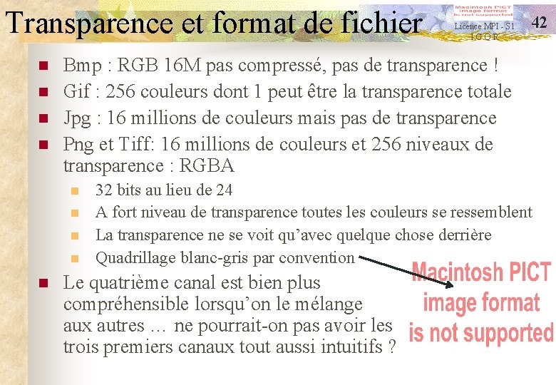 Transparence et format de fichier n n 42 Bmp : RGB 16 M pas