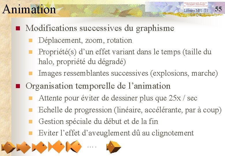 Animation n 55 Modifications successives du graphisme n n Licence MPI - S 1