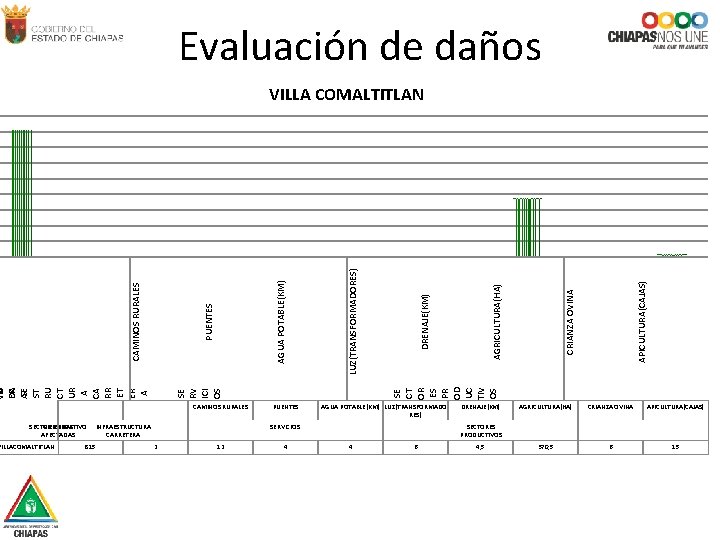 Evaluación de daños CAMINOS RURALES SECTOR VIVIENDAS EDUCATIVO AFECTADAS VILLACOMALTITLAN INFRAESTRUCTURA CARRETERA 815 PUENTES