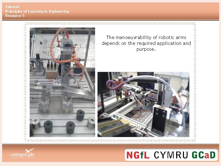 Edexcel Principles of Learning in Engineering Resource 5 The manoeuvrability of robotic arms depends