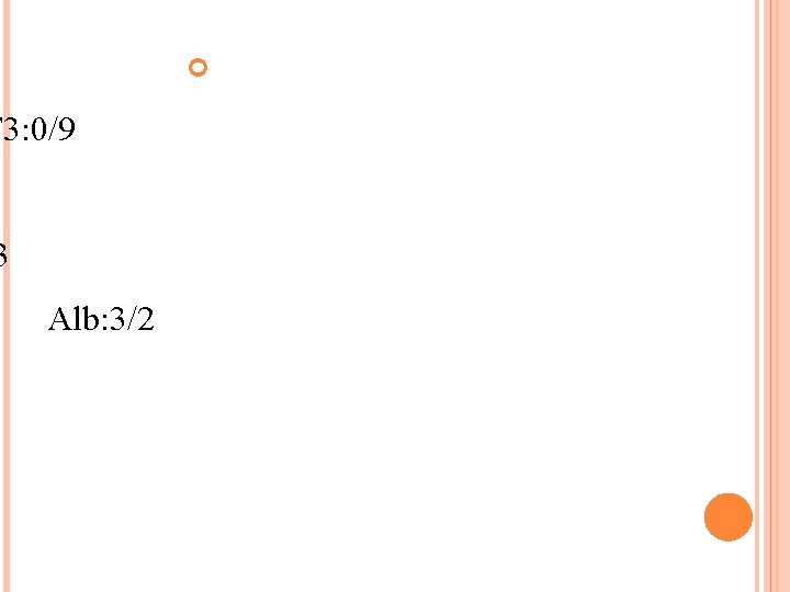  T 3: 0/9 3 Alb: 3/2 