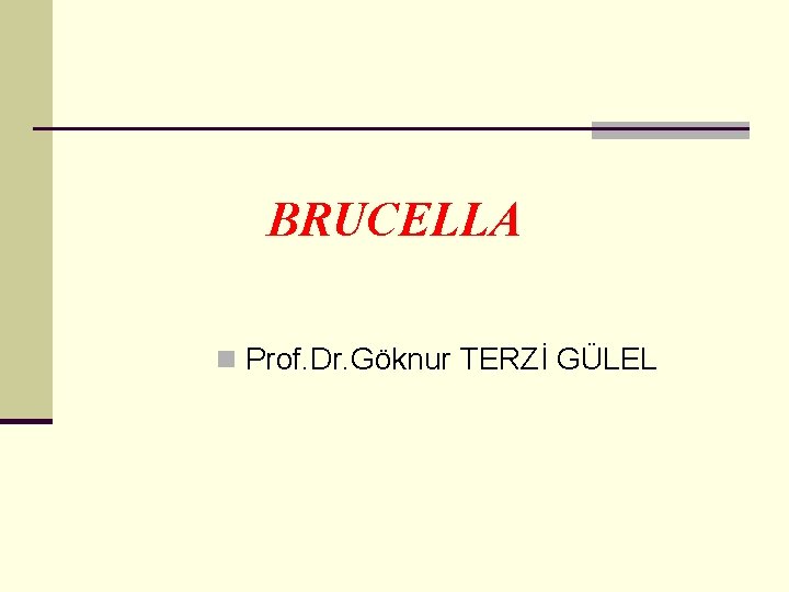 BRUCELLA n Prof. Dr. Göknur TERZİ GÜLEL 