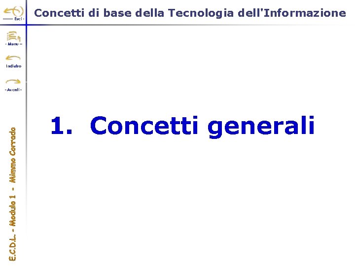 Concetti di base della Tecnologia dell'Informazione 1. Concetti generali 