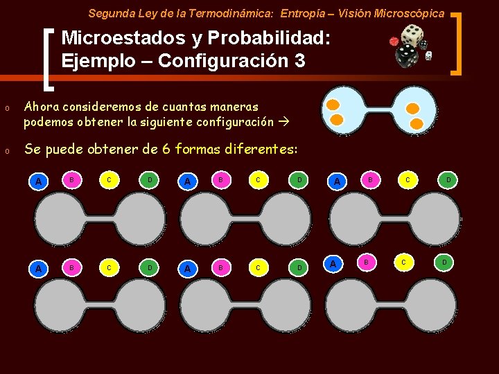 Segunda Ley de la Termodinámica: Entropía – Visión Microscópica Microestados y Probabilidad: Ejemplo –