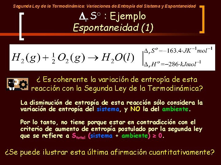 Segunda Ley de la Termodinámica: Variaciones de Entropía del Sistema y Espontaneidad Dr S