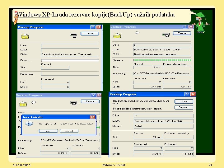 Windows XP-Izrada rezervne kopije(Back. Up) važnih podataka 10. 2011 Milenko Soldat 21 