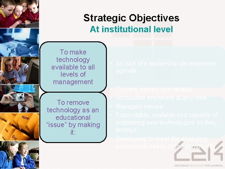 Strategic Objectives At institutional level To make technology available to all levels of management