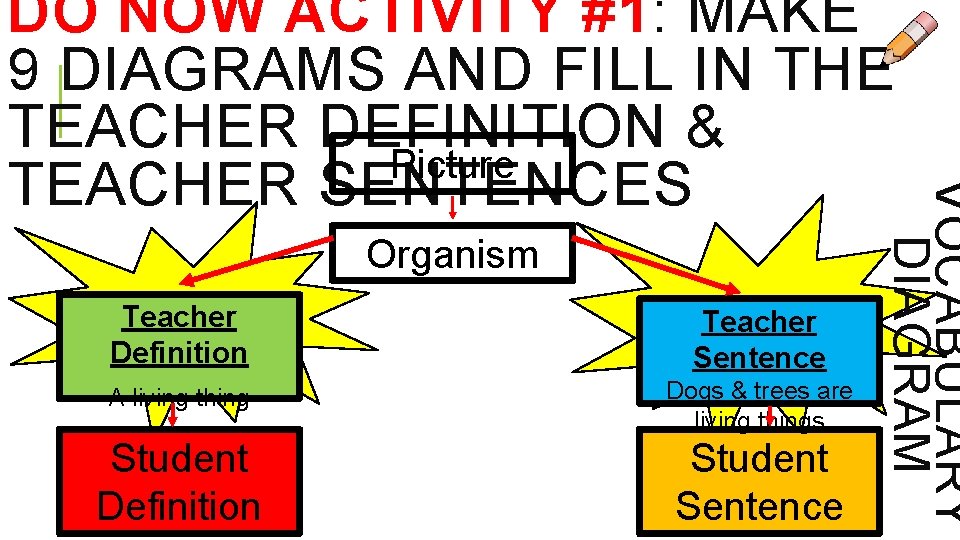 Organism Teacher Definition Teacher Sentence A living thing Dogs & trees are living things