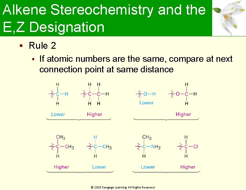 Alkene Stereochemistry and the E, Z Designation Rule 2 If atomic numbers are the