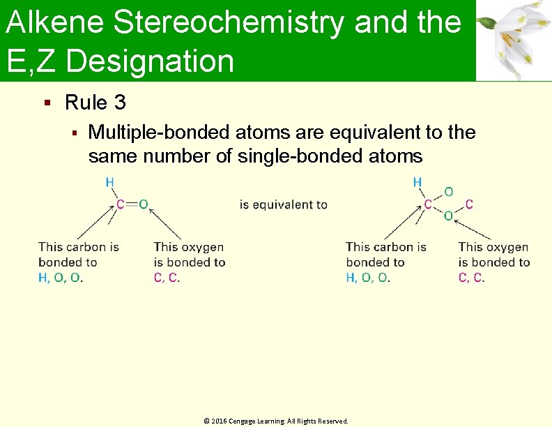 Alkene Stereochemistry and the E, Z Designation Rule 3 Multiple-bonded atoms are equivalent to