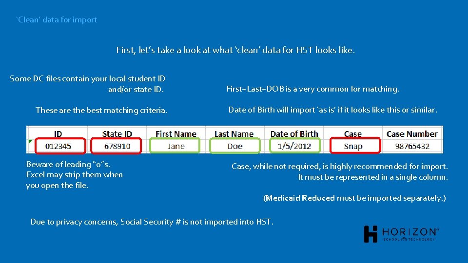 ‘Clean’ data for import First, let’s take a look at what ‘clean’ data for